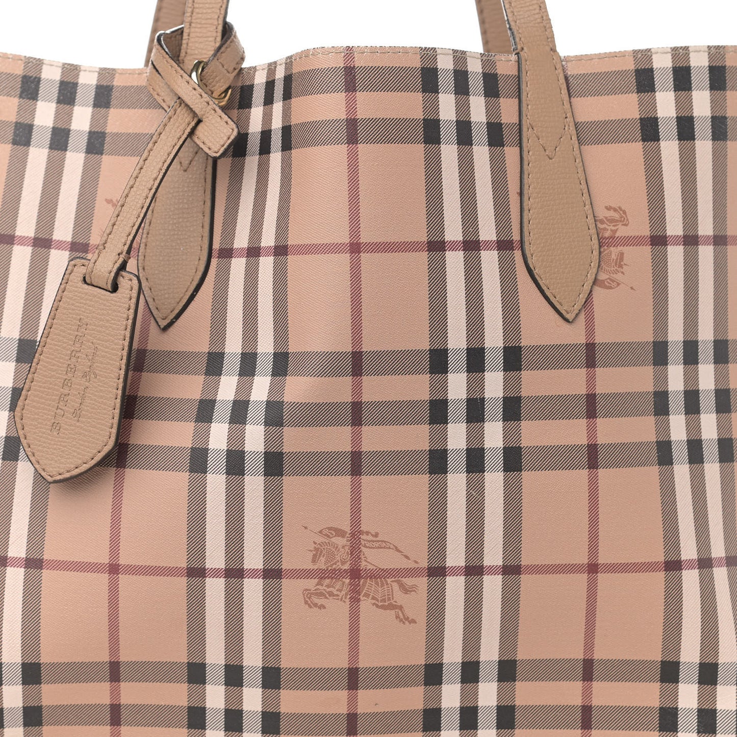 Grainy Calfskin Haymarket Check Medium Reversible Tote Camel