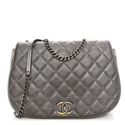 Chanel Metallic Calfskin Quilted Casual Pocket Messenger Flap Silver 1 of 12