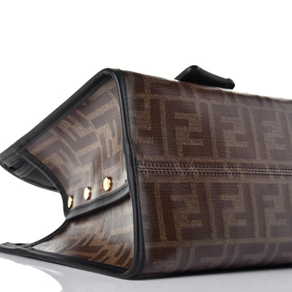 Fendi Glazed Fabric Vitello Century FF 1974 Stamp Patch Mini Peekaboo Defender Cover Mogano Panna Black 7 of 8