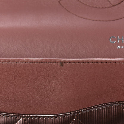 Chanel Striated Patent Quilted Jumbo Double Flap Dark Pink 10 of 14
