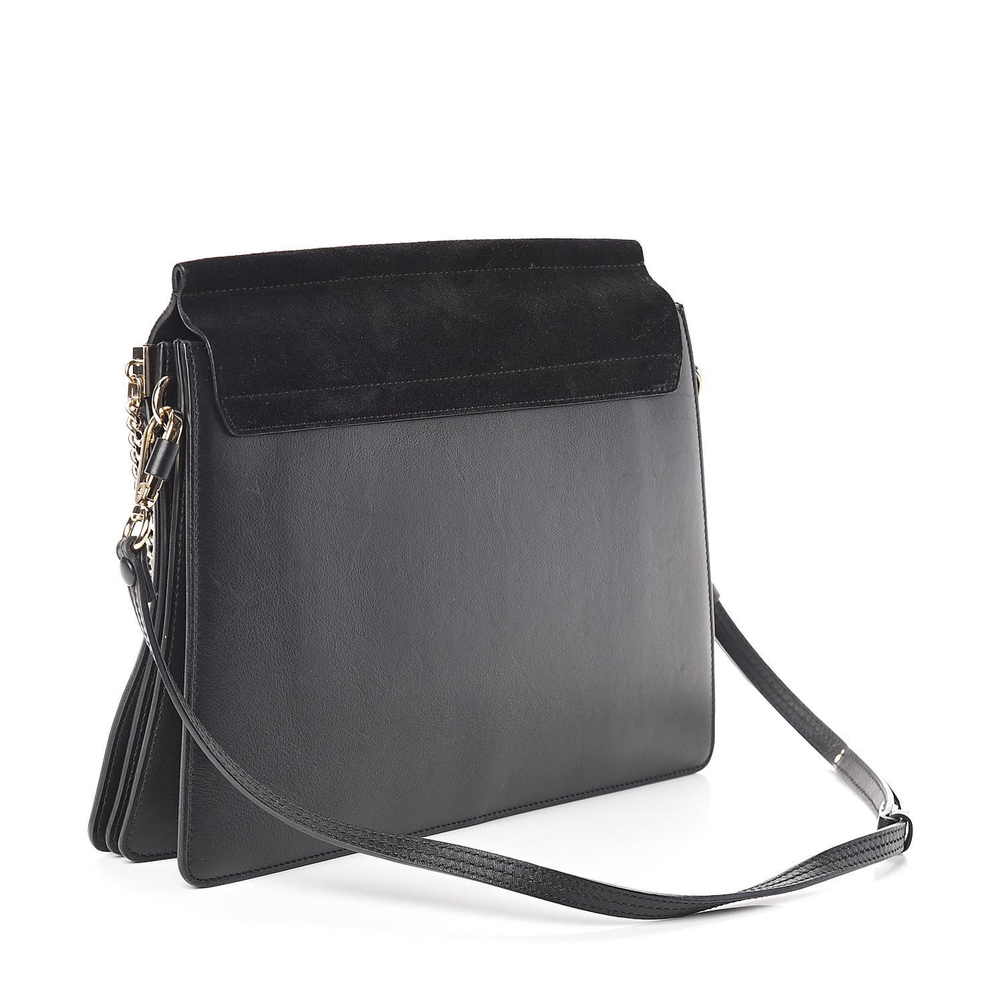Suede Calfskin Medium Faye Shoulder Bag Black