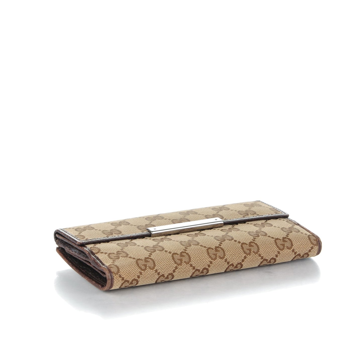 Monogram Metal Bar Continental Flap Wallet Beige Ebony Dark Brown