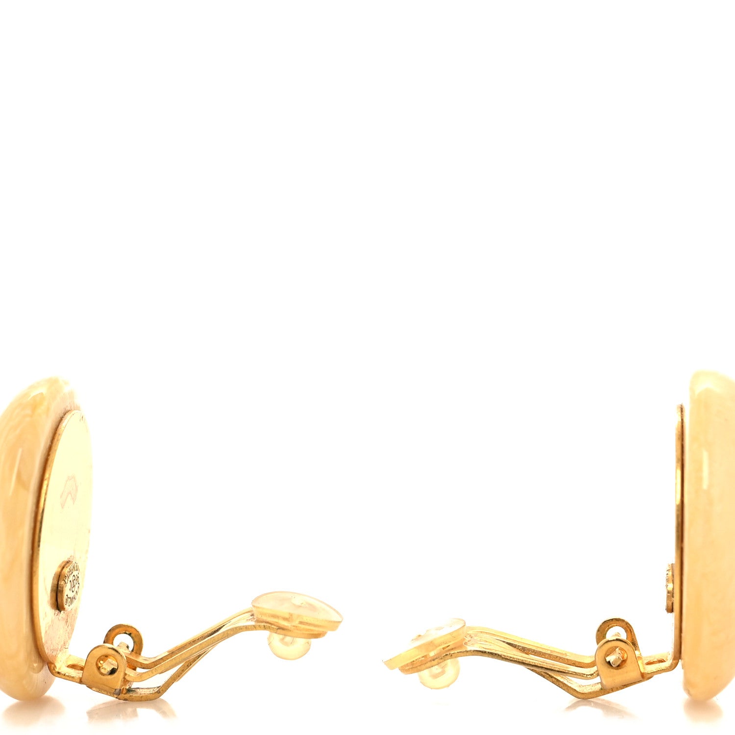 Chanel Resin CC Clip On Earrings Beige 3 of 5