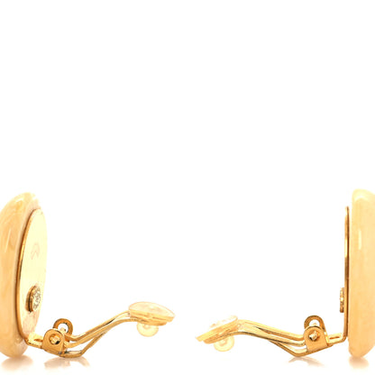 Chanel Resin CC Clip On Earrings Beige 3 of 5