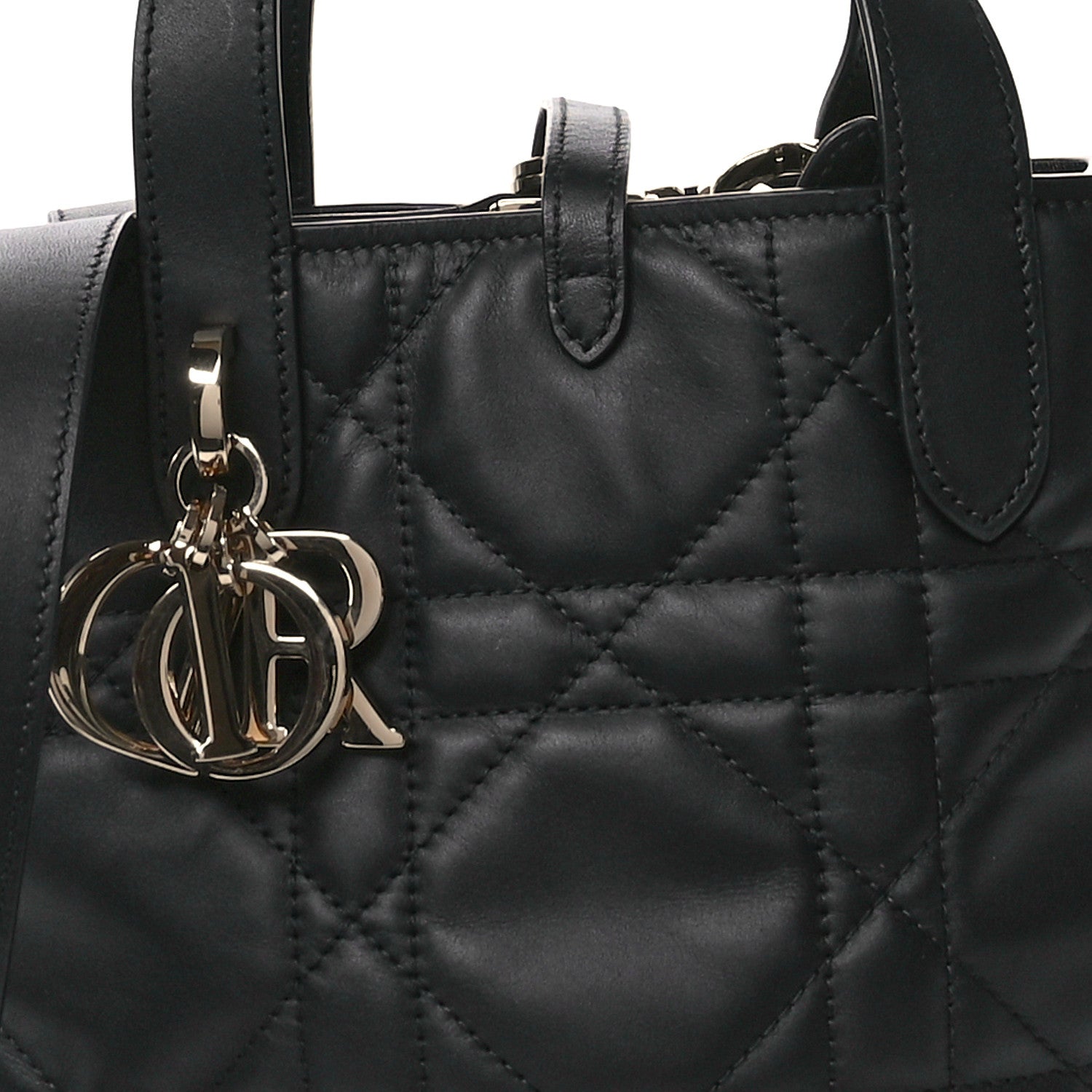 Christian Dior Calfskin Macrocannage Small Toujours Vertical Tote Black 8 of 11
