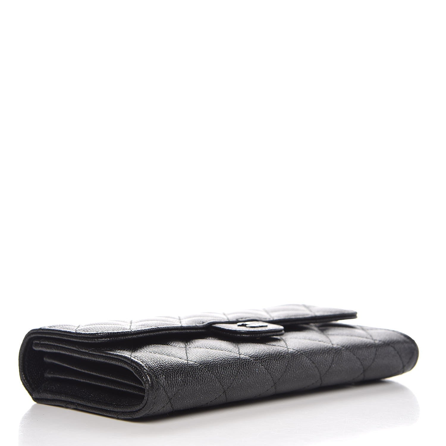 Chanel Iridescent Caviar Quilted Large Gusset Flap Wallet Black 4 of 9