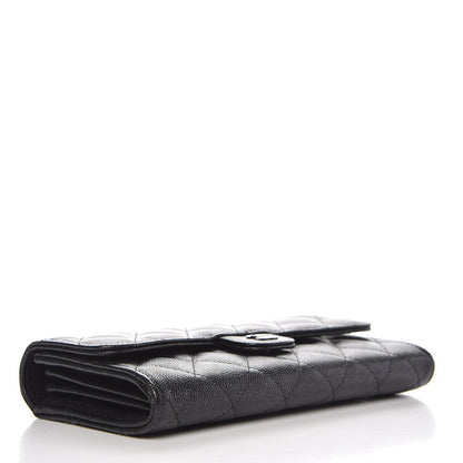 Chanel Iridescent Caviar Quilted Large Gusset Flap Wallet Black 4 of 9