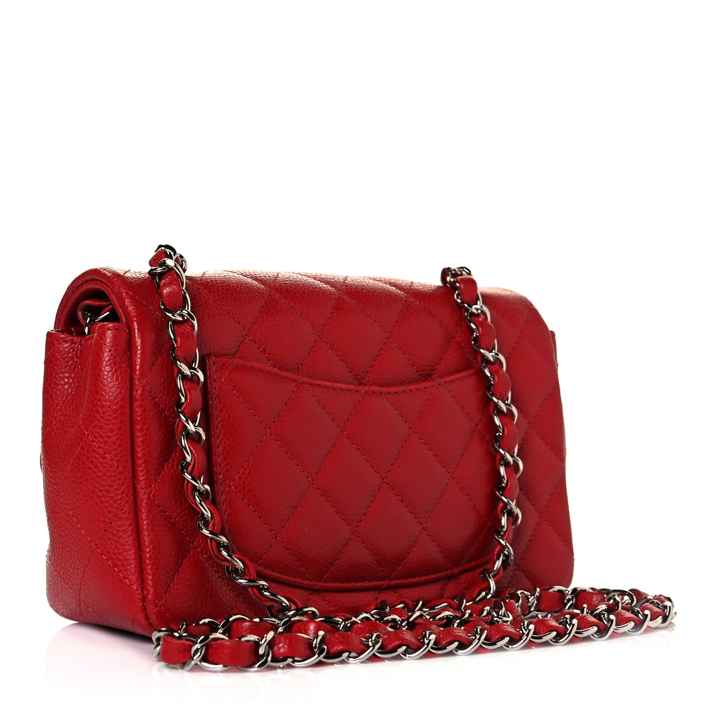 Caviar Quilted Mini Rectangular Flap Red