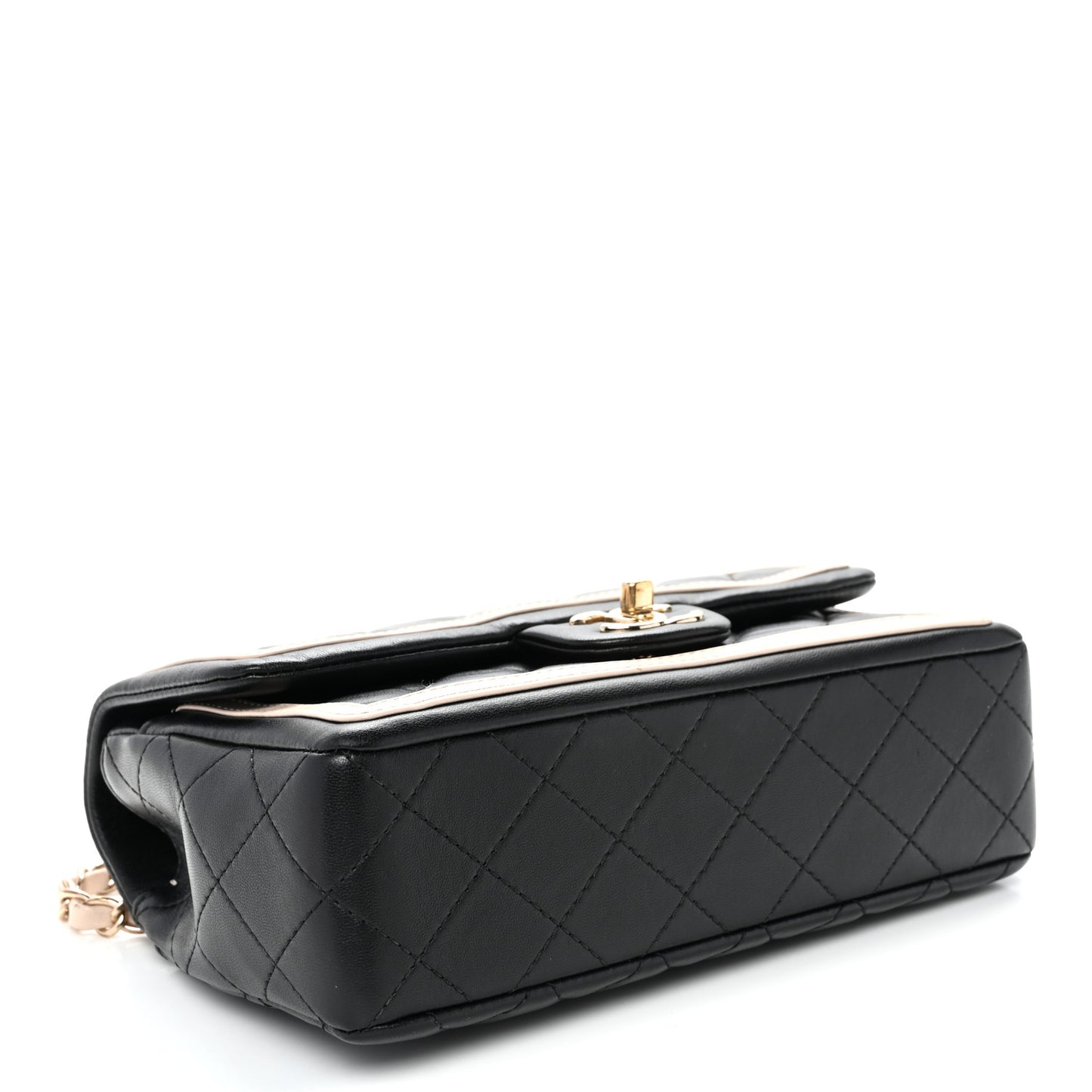 Lambskin Quilted Bicolor Flap Black Beige