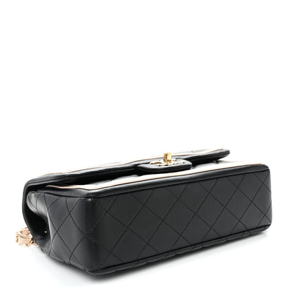 Chanel Lambskin Quilted Bicolor Flap Black Beige 4 of 10