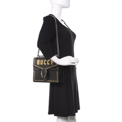 Gucci X SEGA Calfskin GUCCY Stars Medium Dionysus Shoulder Bag Black Gold 2 of 12
