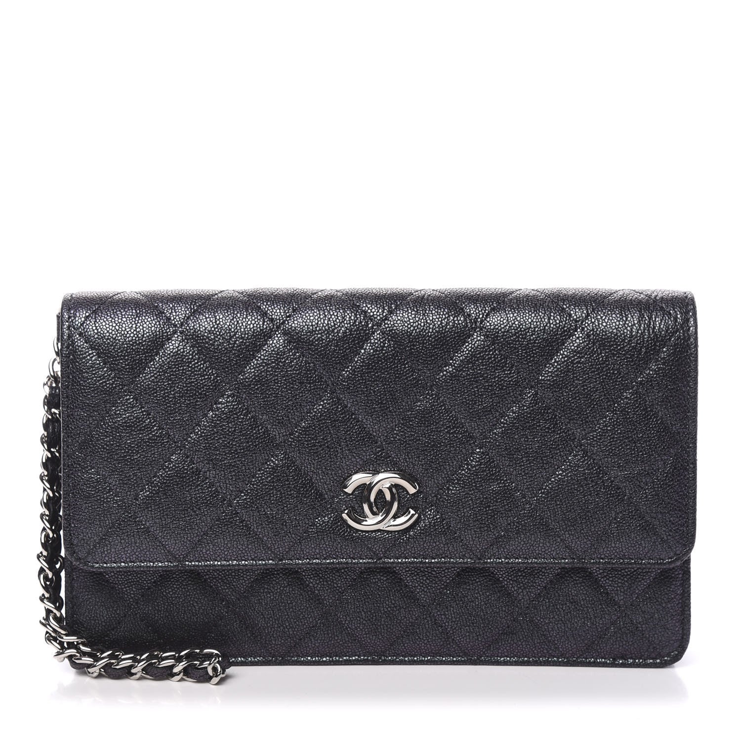 Chanel Iridescent Caviar Quilted Classic Pouch Clutch Black 1 of 12
