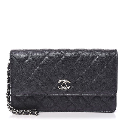 Chanel Iridescent Caviar Quilted Classic Pouch Clutch Black 1 of 12