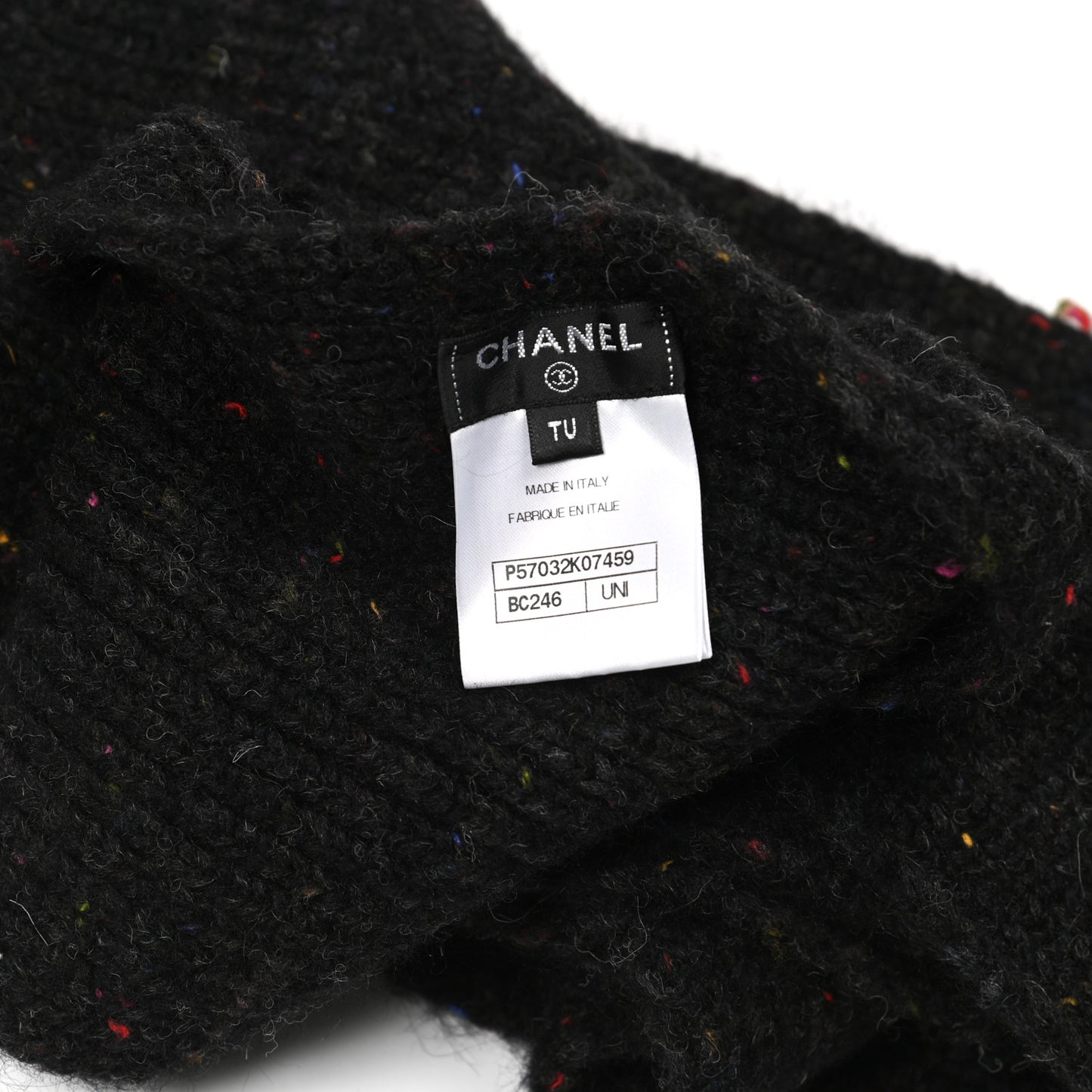 Wool Alpaca CC Coco Chanel Scarf Charcoal Multicolor