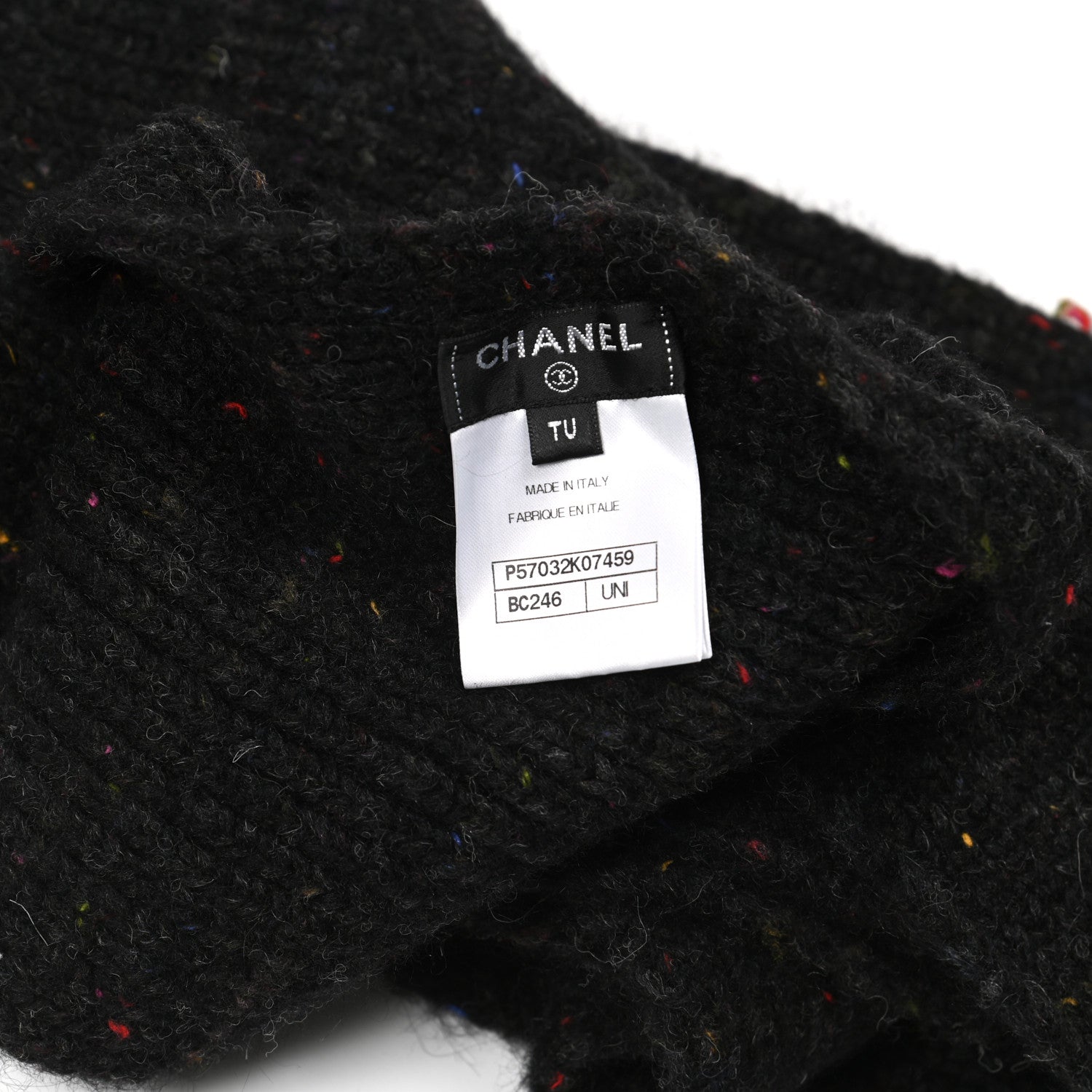 Chanel Wool Alpaca CC Coco Chanel Scarf Charcoal Multicolor 3 of 6
