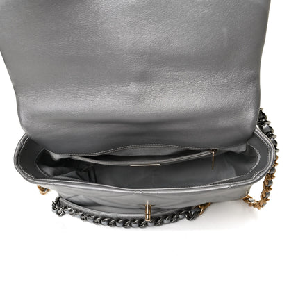 Chanel Metallic Goatskin Quilted Large Chanel 19 Flap Silver 5 of 12