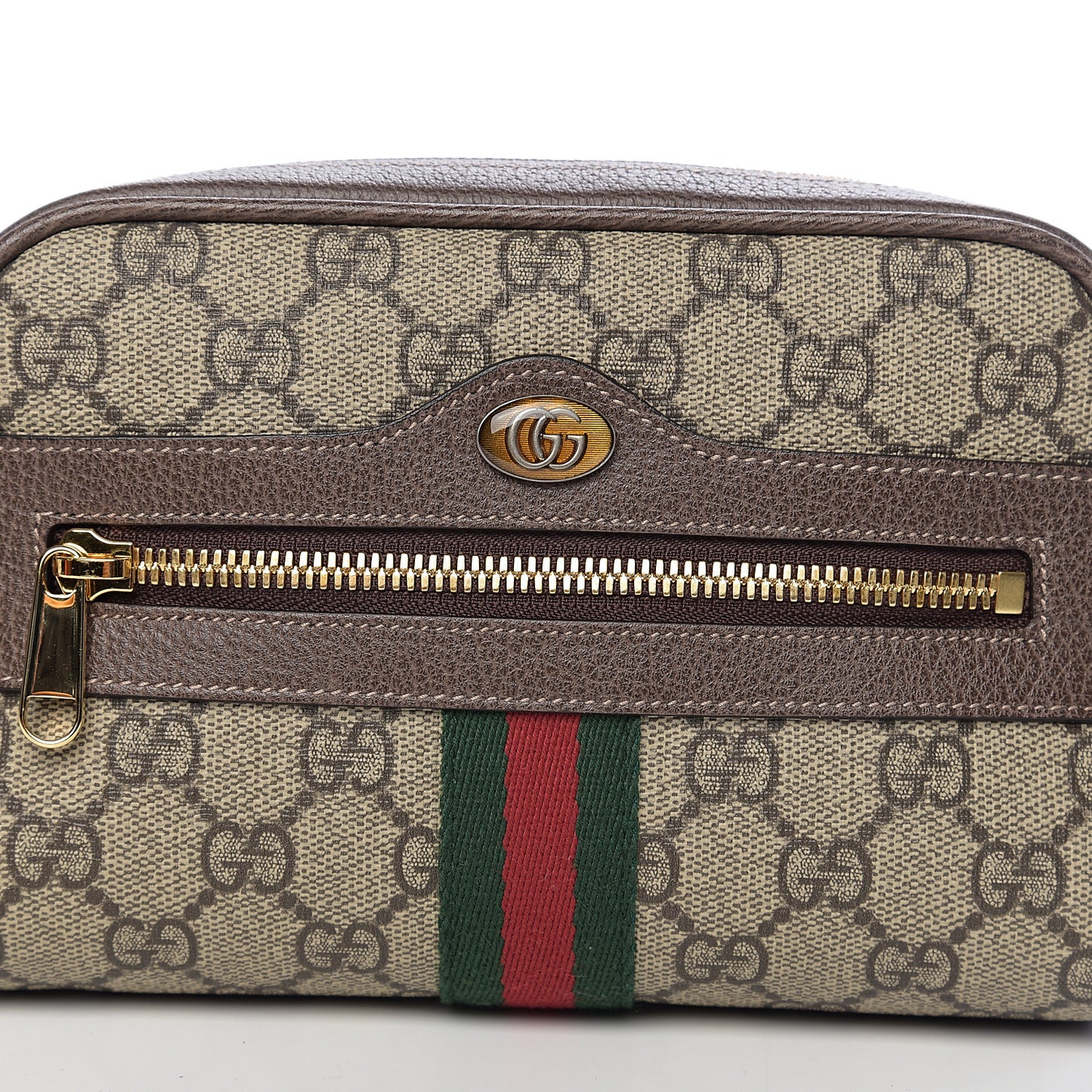 GG Supreme Monogram Web Small Ophidia Belt Bag 95 38 Dark Brown