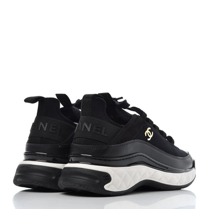 Chanel Velvet Calfskin Mixed Fibers CC Sneakers 37 Black 4 of 13