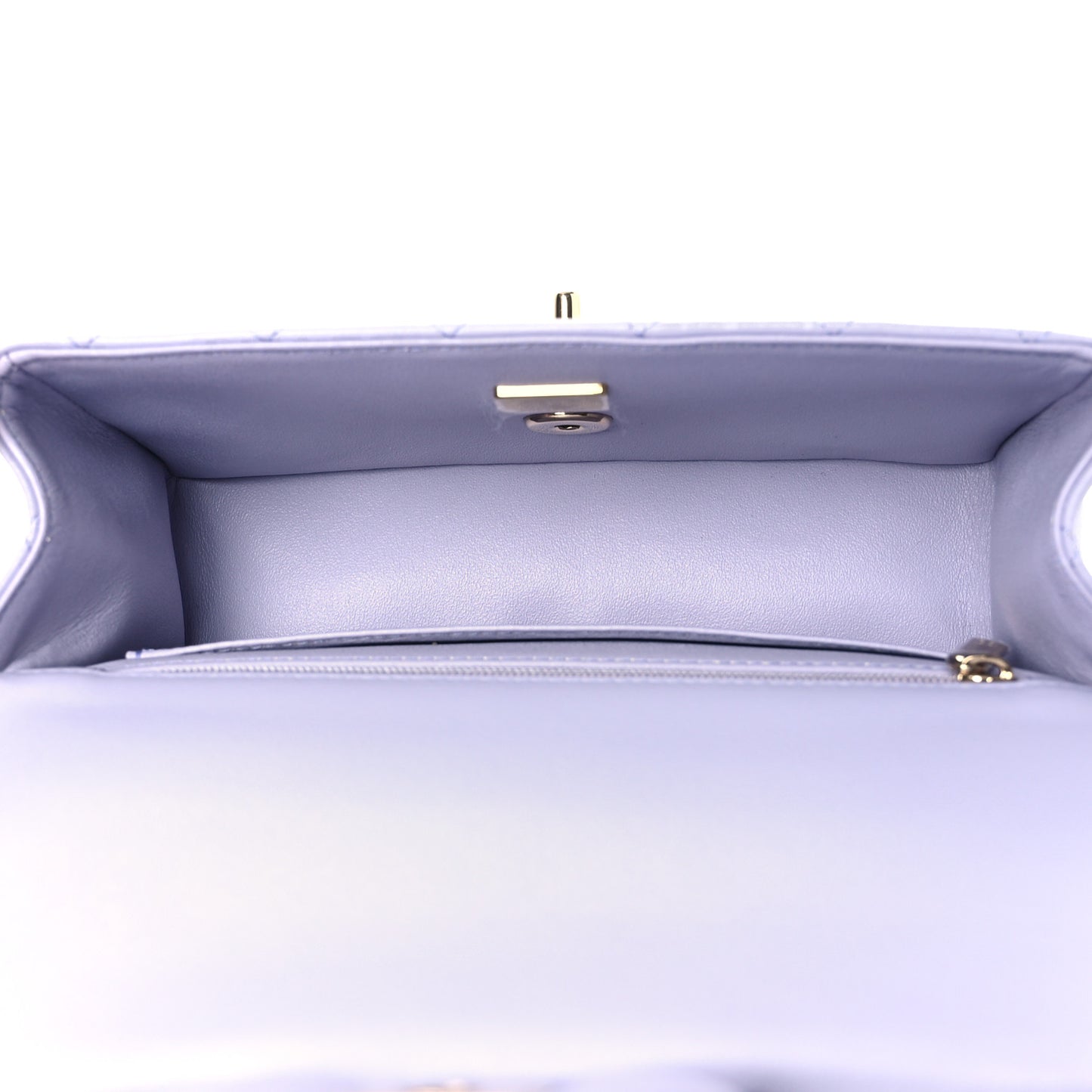 Lambskin Quilted Mini Top Handle Rectangular Flap Light Purple