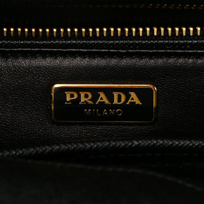 Prada Saffiano Tri-Color Turn Lock Satchel Black Bianco Rosso 6 of 10
