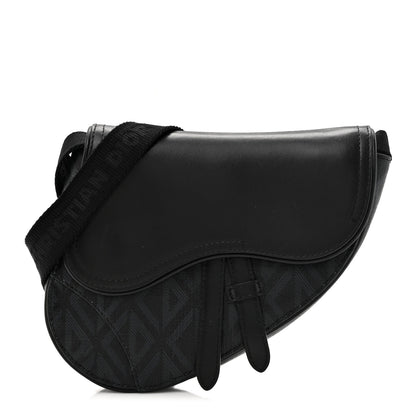 Christian Dior Coated Canvas CD Diamond Printed Mens Mini Saddle Bag Black Black 1 of 13