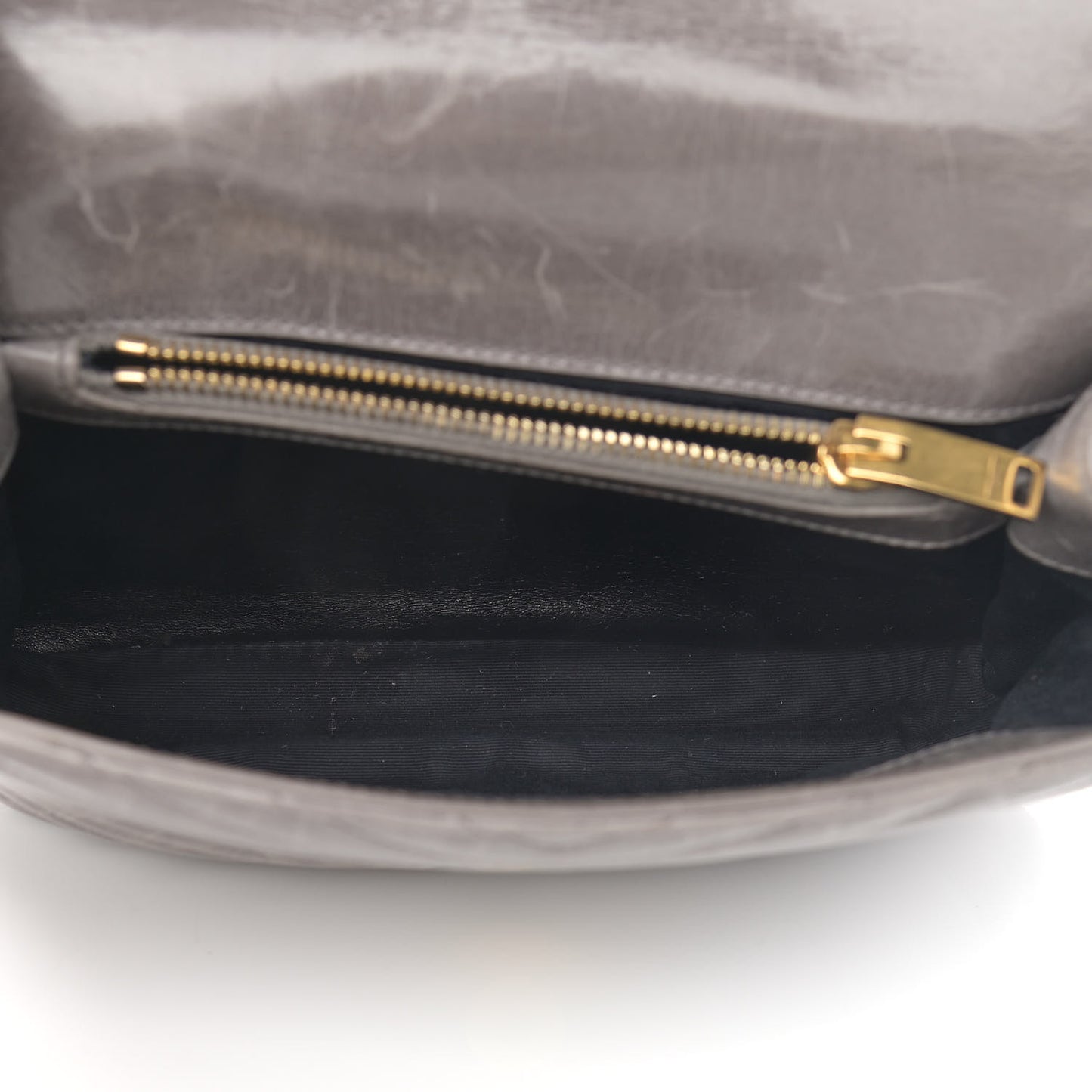 Waxed Calfskin Matelasse Chevron Medium Monogram College Bag Fog Gray