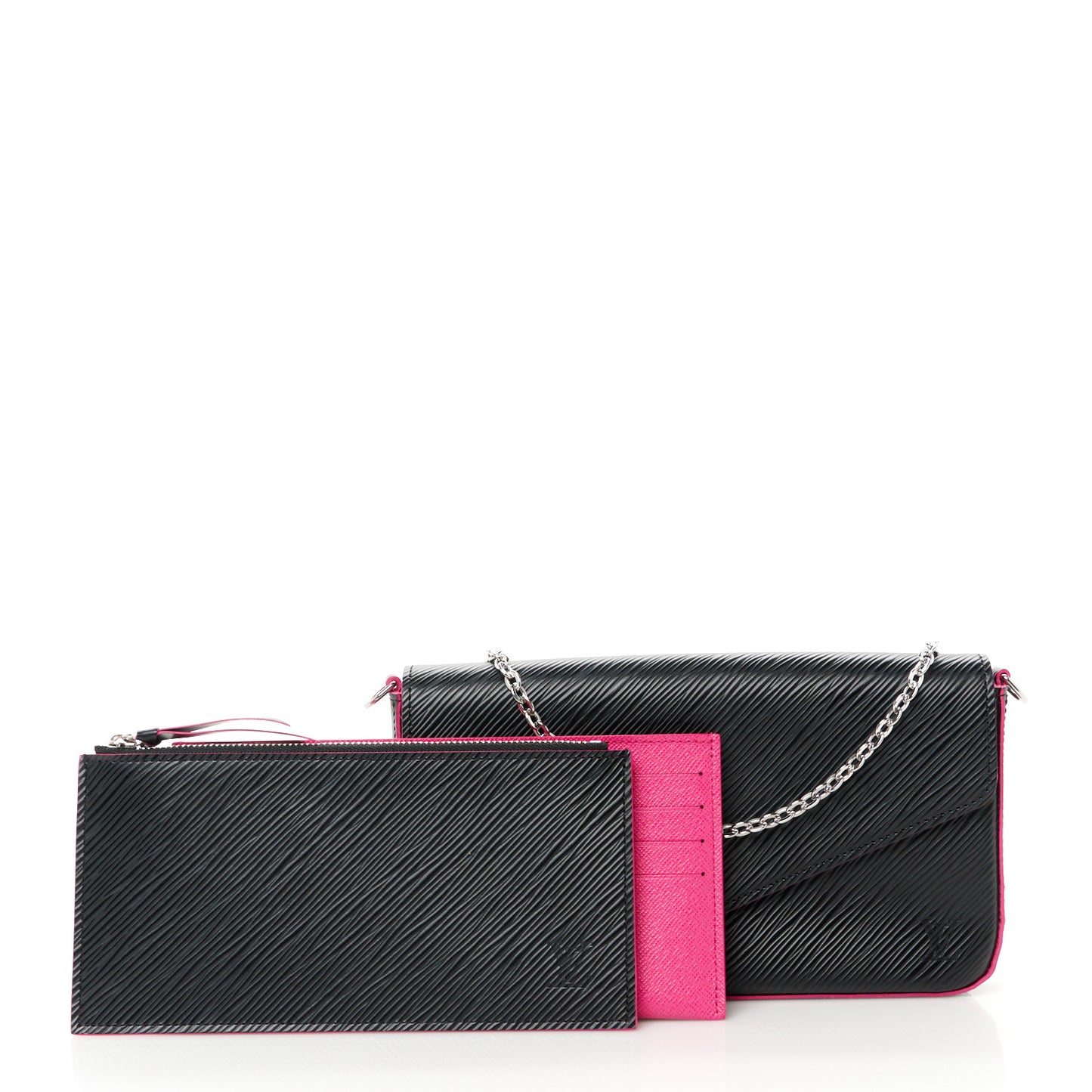 Epi Pochette Felicie Black Hot Pink