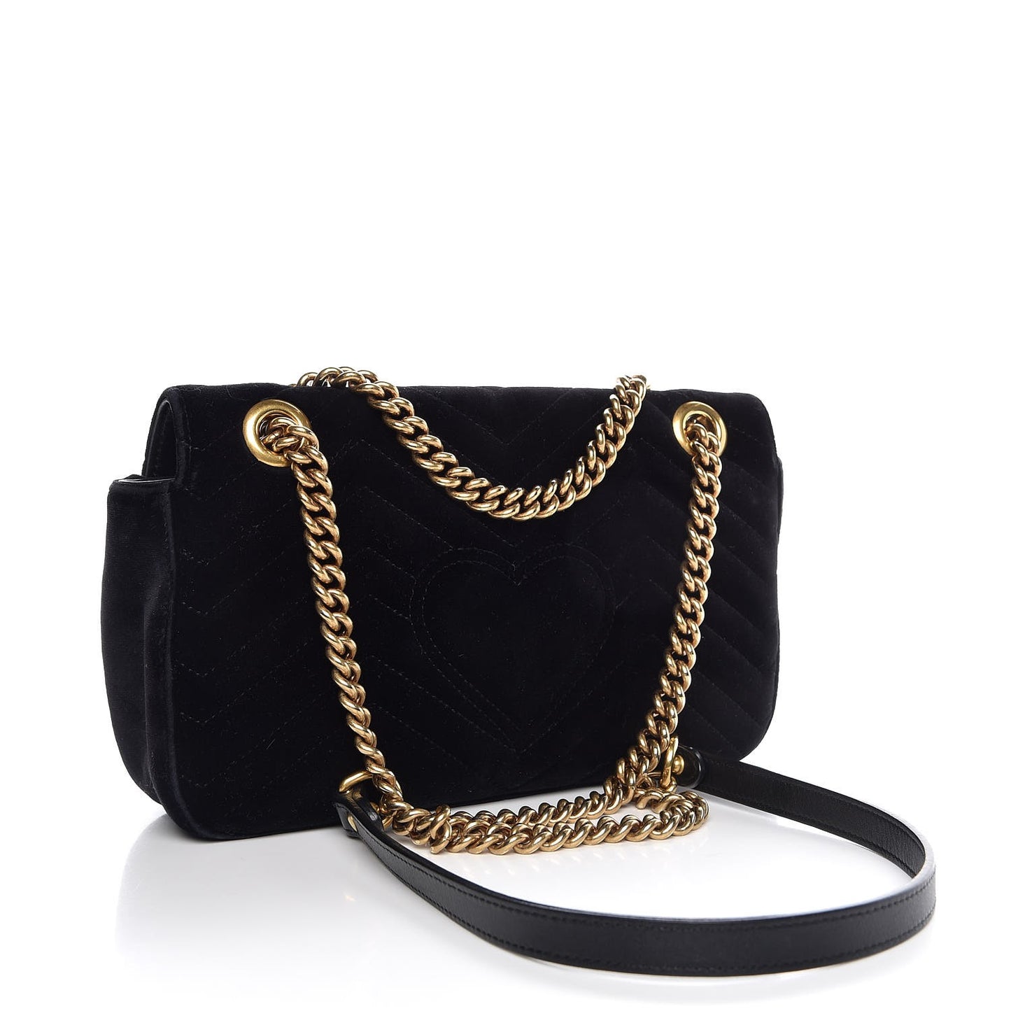 Velvet Matelasse Small GG Marmont Shoulder Bag Black