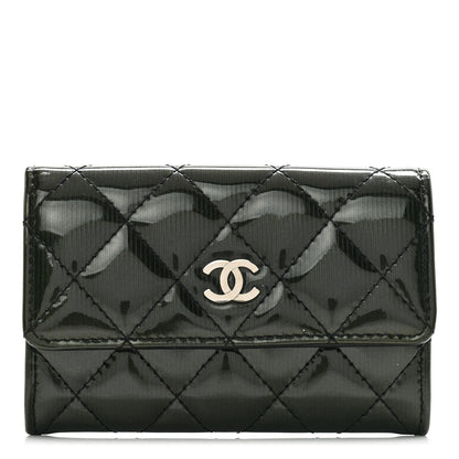 Chanel Striated Patent Quilted Card Holder Black 1 of 11