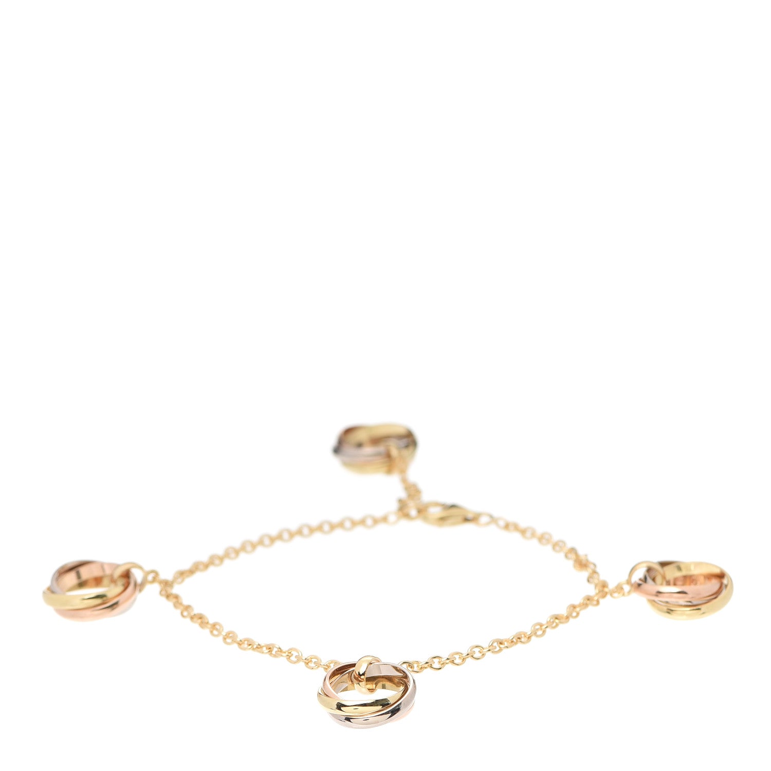 Cartier 18K Pink Yellow White Gold Trinity Charm Bracelet 1 of 6