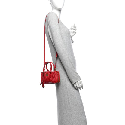 Miu Miu Nappa Matelasse Regular Arcadie Top Handle Bag Rosso 2 of 9