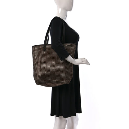 Hermes Chevron Herringbone Canvas Chennai PM Tote 3 of 9