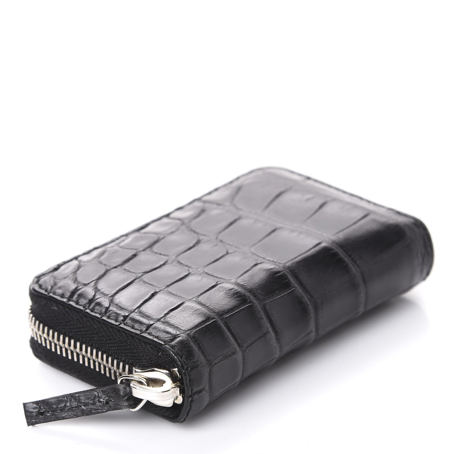 Gucci Crocodile Zip Around Card Case Black 5 of 9