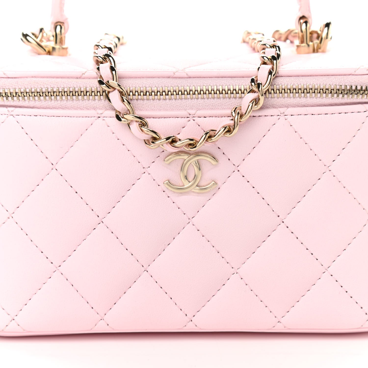 Chanel Lambskin Quilted Small Top Handle Vanity Case With Chain Light Pink 8 of 13