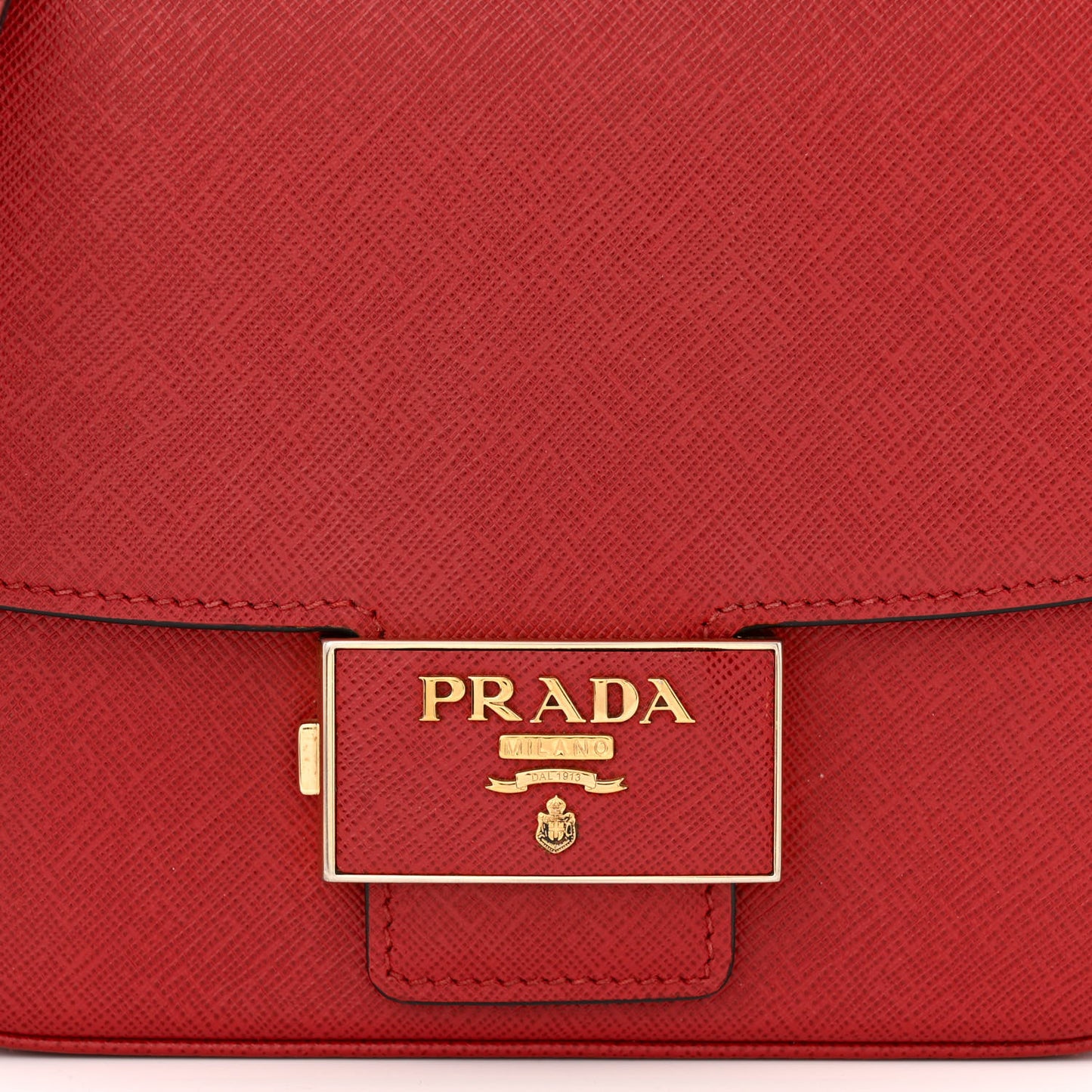 Saffiano Lux Embleme Flap Shoulder Bag Fuoco