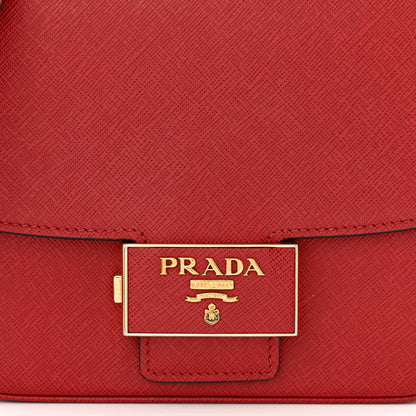 Prada Saffiano Lux Embleme Flap Shoulder Bag Fuoco 8 of 15