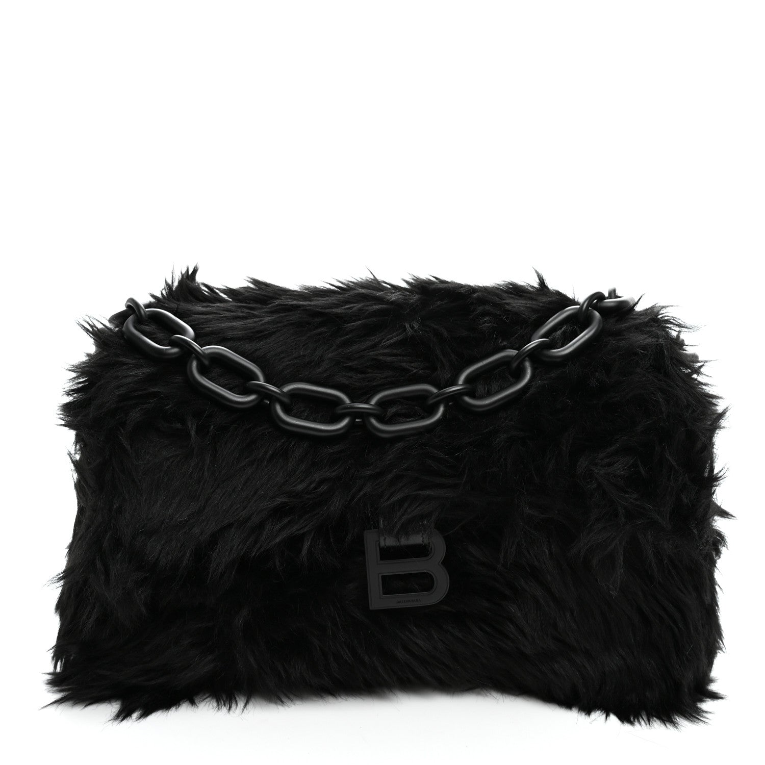 Balenciaga Faux Fur Small Downtown Shoulder Bag Black 1 of 10