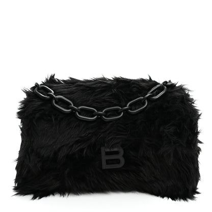 Balenciaga Faux Fur Small Downtown Shoulder Bag Black 1 of 10