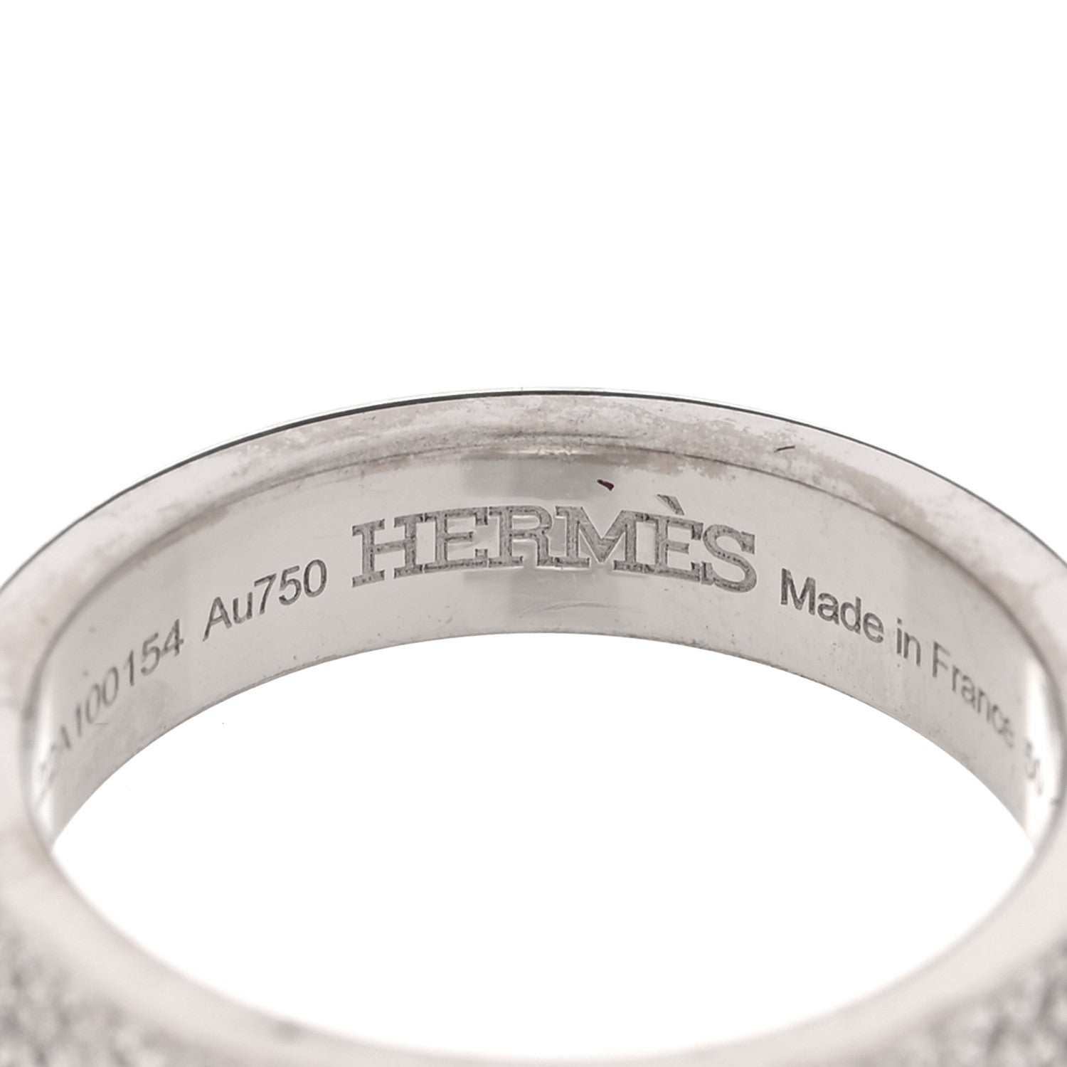 Hermes 18K White Gold Diamond MM Kelly Clochette Ring 50 5.25 5 of 7