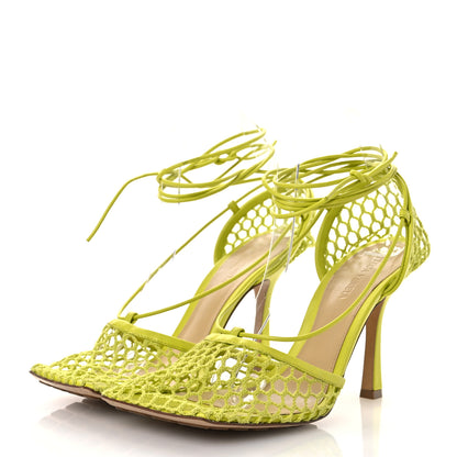 Bottega Veneta Mesh Nappa Stretch Ankle Tie Sandals 39 Kiwi 4 of 15