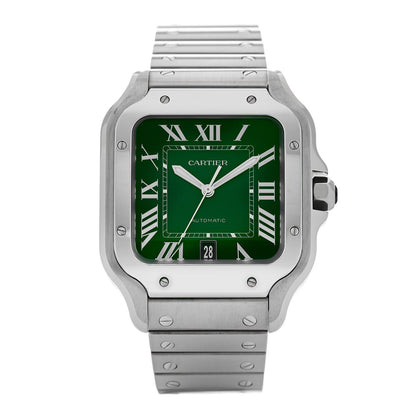 Cartier Stainless Steel 39.8mm Santos De Cartier Automatic Watch Green 1 of 5