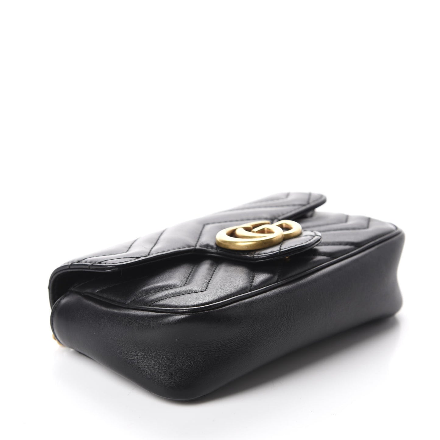 Calfskin Matelasse Super Mini GG Marmont Shoulder Bag Black