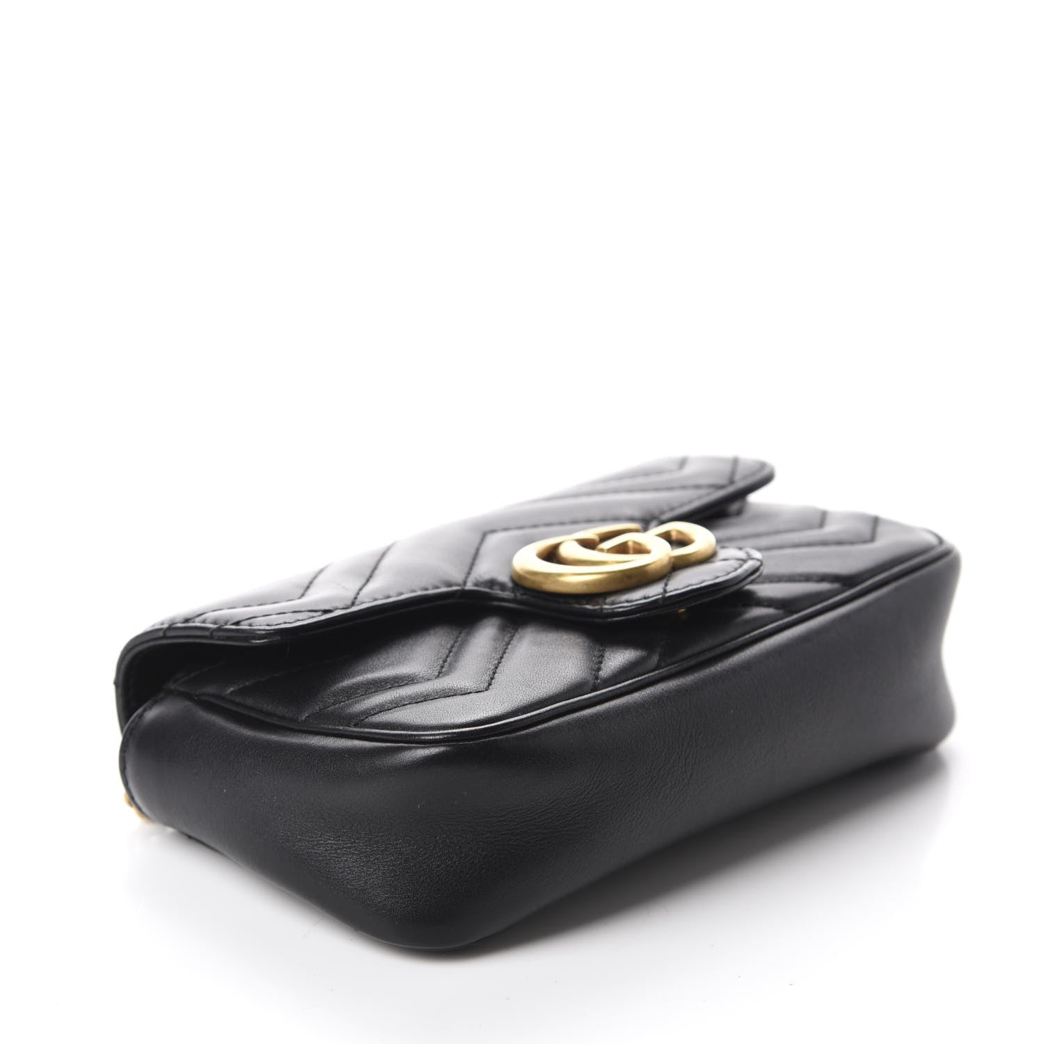 Gucci Calfskin Matelasse Super Mini GG Marmont Shoulder Bag Black 4 of 13
