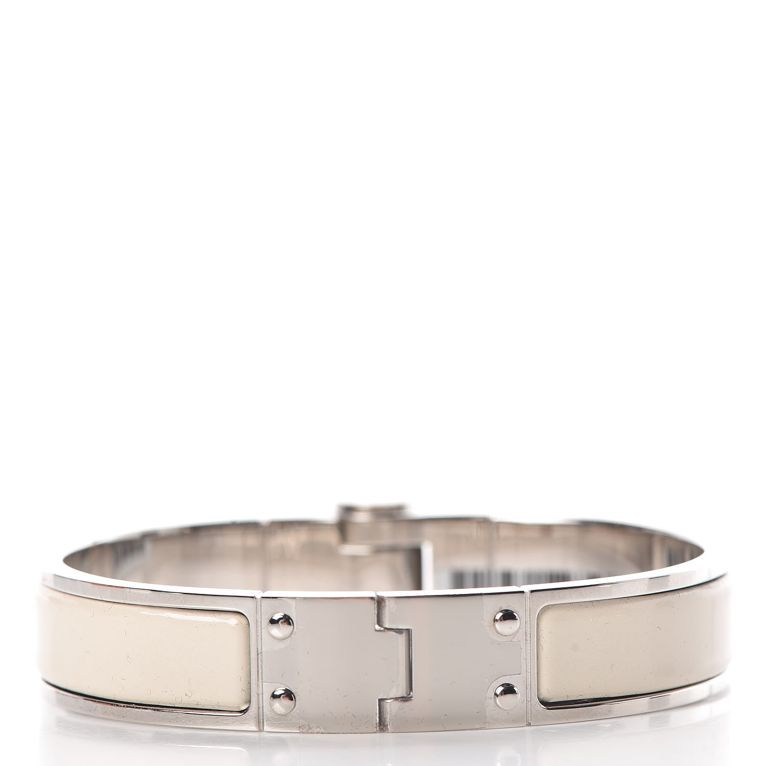 Hermes Enamel Charniere Uni Narrow Hinged Bracelet S Pannacotta 3 of 5
