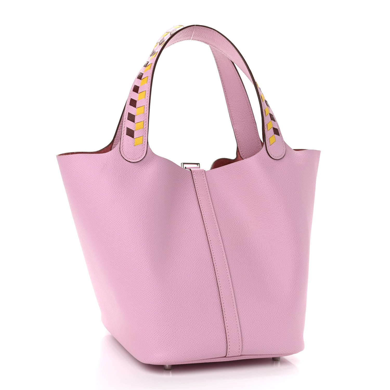 Hermes Epsom Tressage De Cuir Picotin Lock 22 MM Mauve Sylvestre Rouge H Jaune De Naples 3 of 10