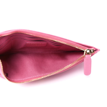 Chanel Sheepskin Quilted Mademoiselle Vintage Zip Pouch Pink 5 of 12
