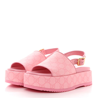 Gucci GG Supreme Monogram Granada Kid Angelina Platform 35mm Slingback Sandals 37.5 Cotton Candy Dark Cotton Candy Wild Rose 3 of 9