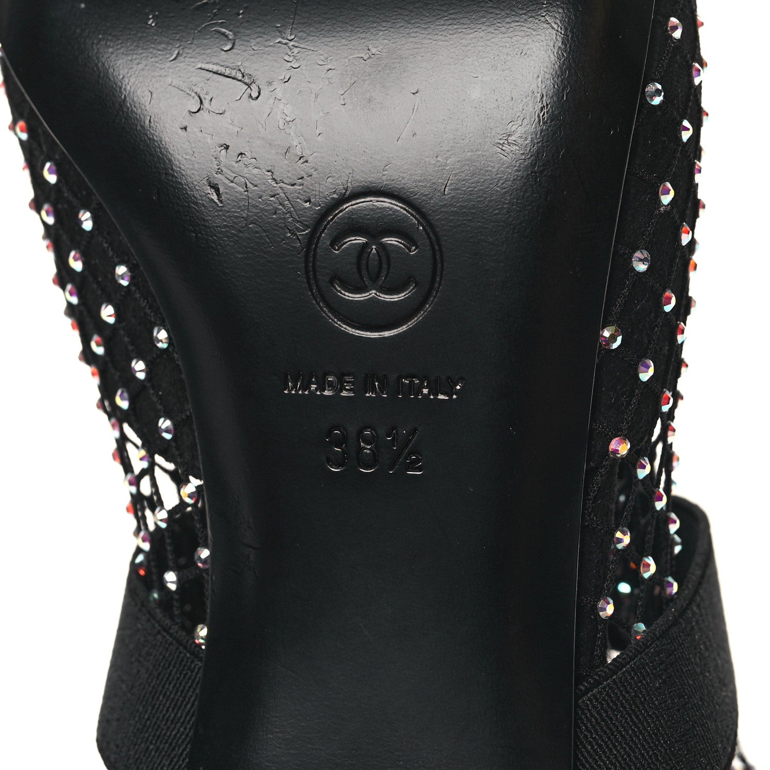 Chanel Resille Strass Kid Suede Patent Mary Jane Short Boots 38.5 Black 6 of 8