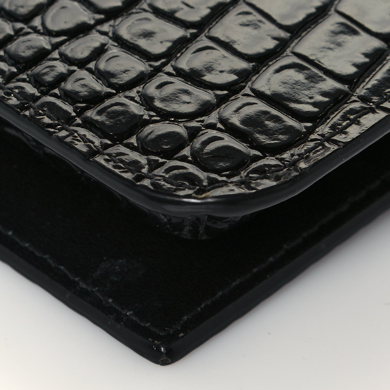Saint Laurent Crocodile Embossed Monogram Phone Holder Crossbody Black 10 of 14