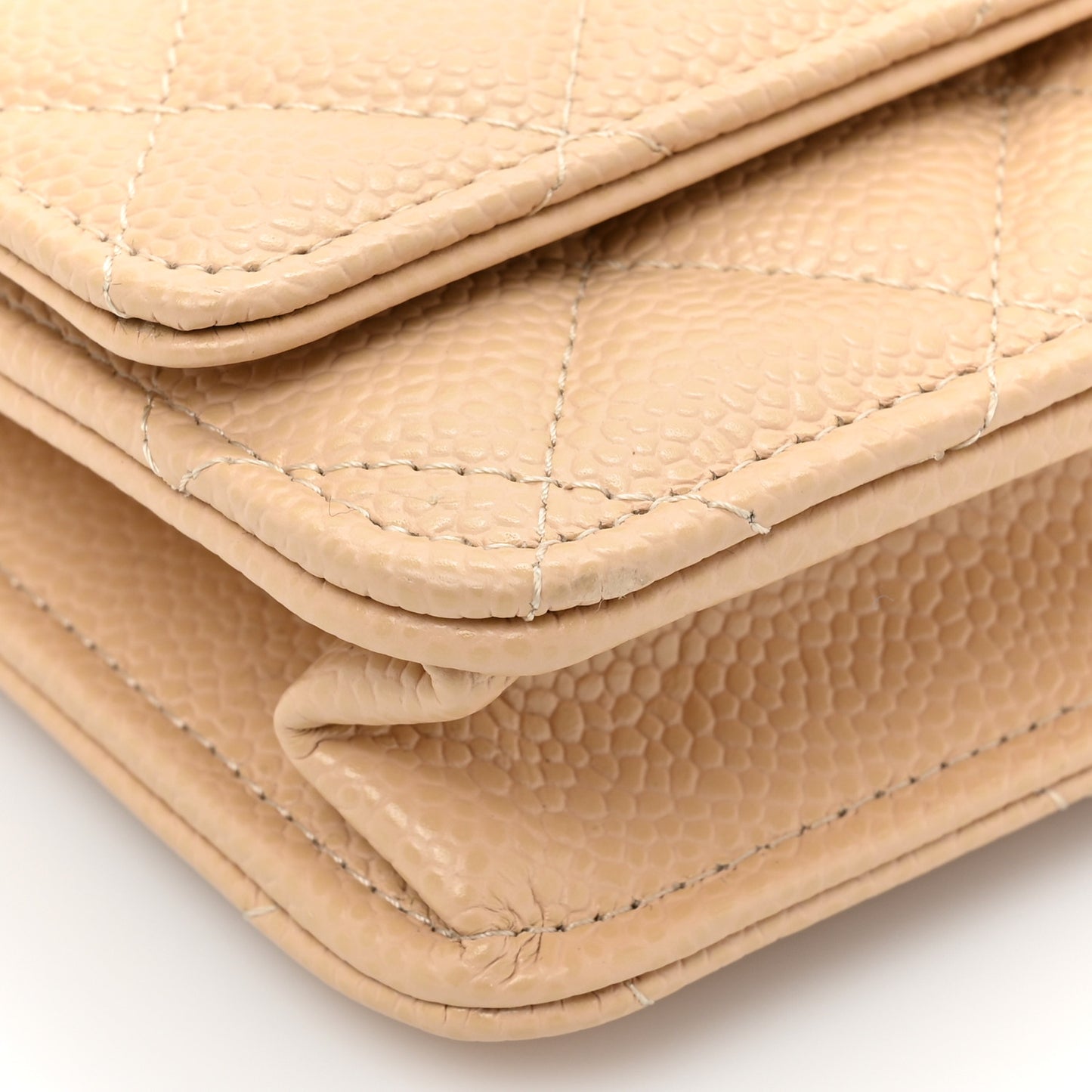 Caviar Quilted Wallet On Chain WOC Beige
